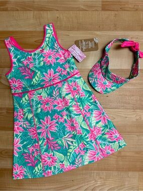 Tommy Bahama Active Girls Tropical Floral Dress + Visor Set 🌺✨